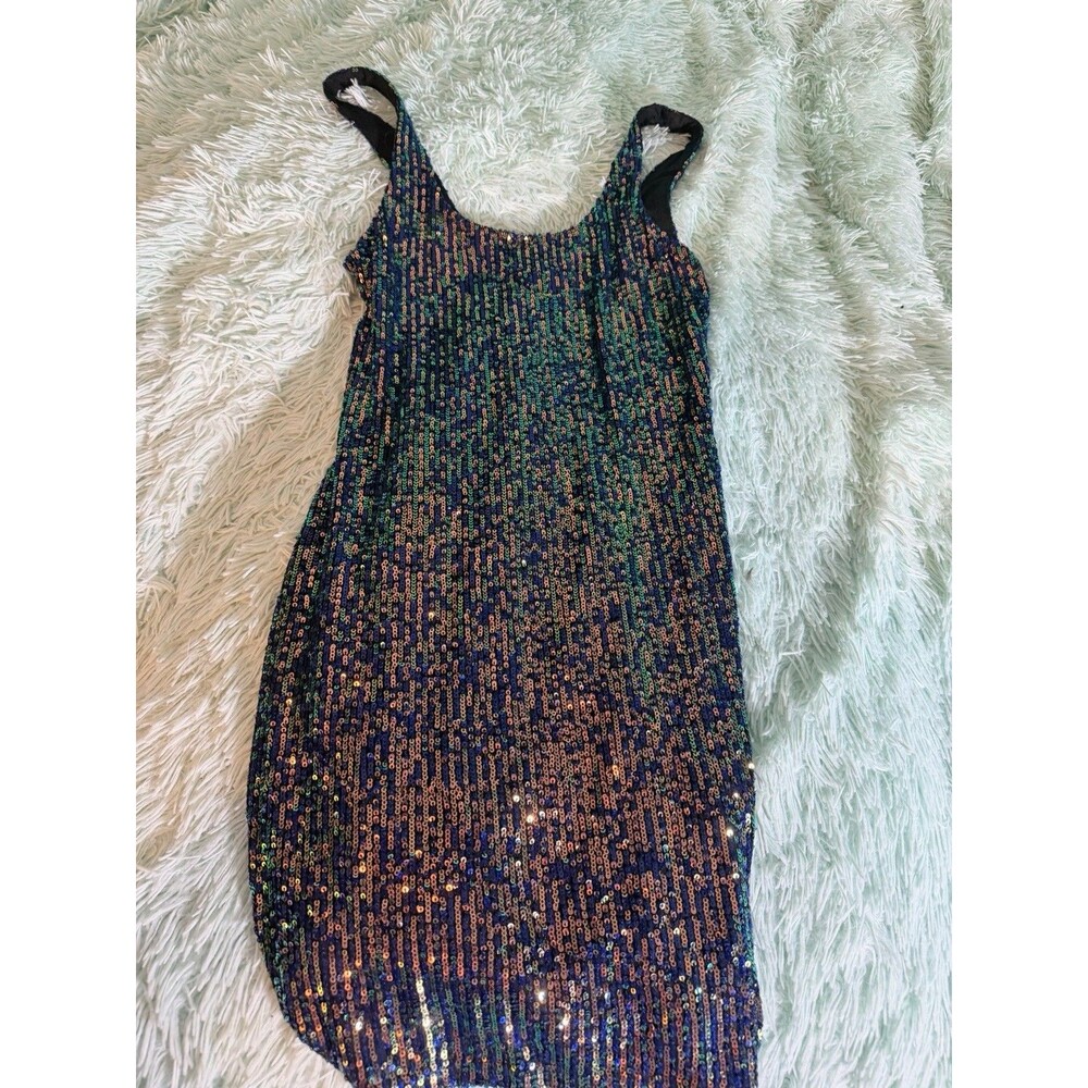 Topshop Mini Dress Women's 2 Multicolor Irredecent Stretch Sequin Formal